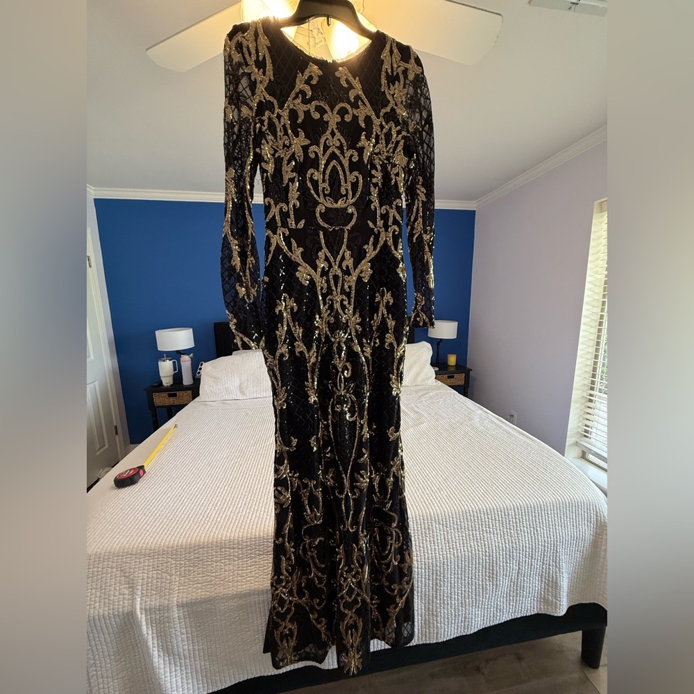 Elegant Black and Gold Evening Gown